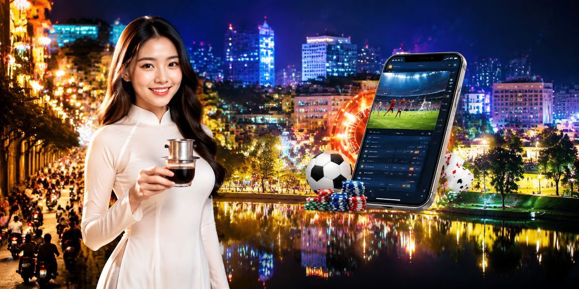 Người phụ nữ mặc áo dài tại Đà Lạt trải nghiệm cá cược thể thao trực tuyến trên điện thoại