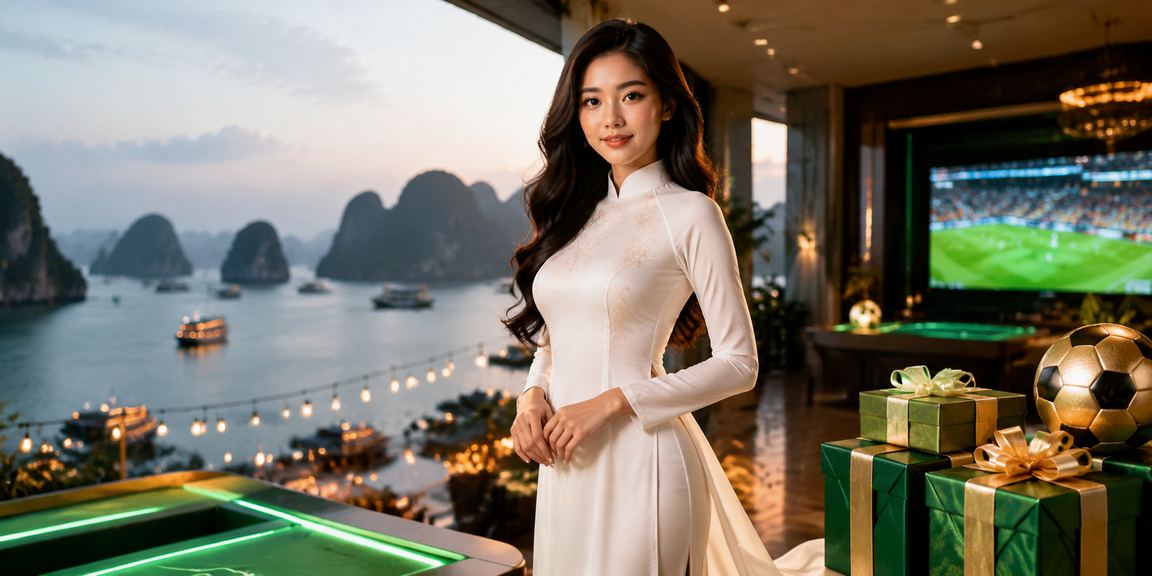 Cảnh vịnh Hạ Long với chủ đề cá cược trực tuyến Việt Nam